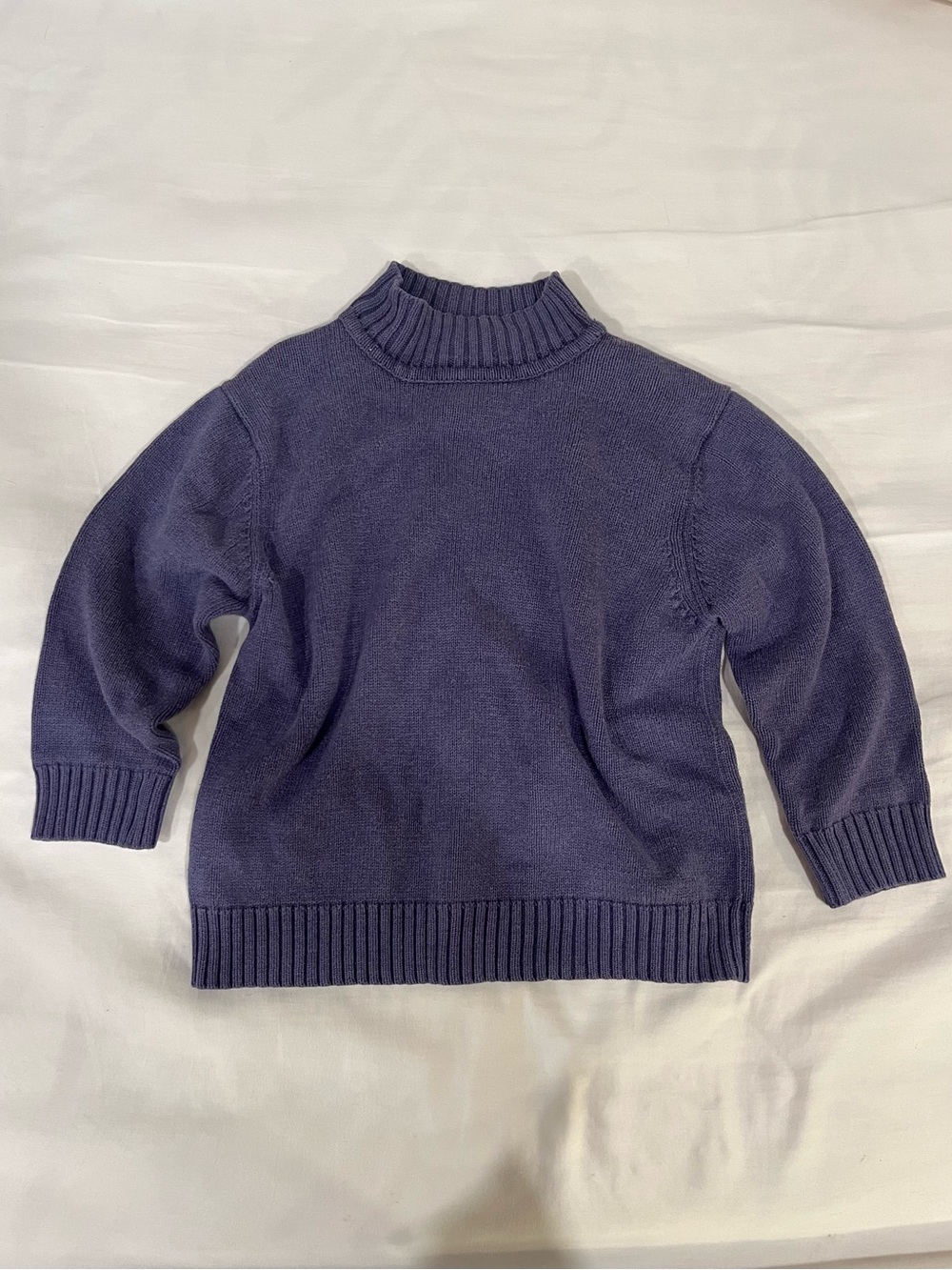 Talbots Women's Petites M Mock Neck Pullover Sweater 100% Cotton Purple